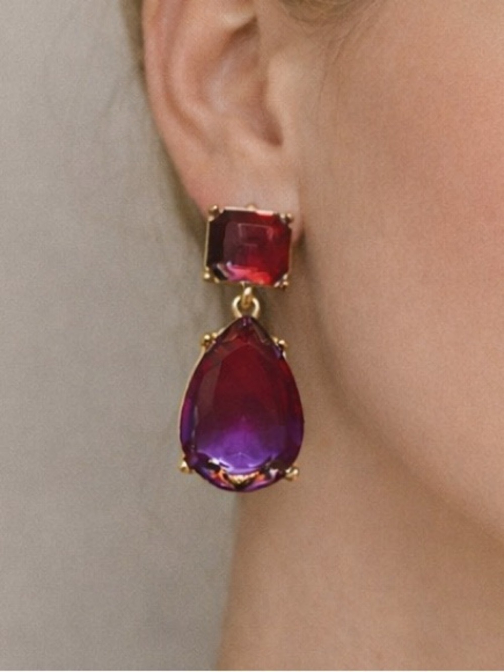 😍CLEARANCE -  JOE FRESH Red Purple Drop Fashion Earrings NWT